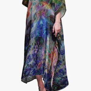 Ladies Plus Size 4X-5X (54-60") Kaftan Summer Wear Beach Coverup Kimono Caftan